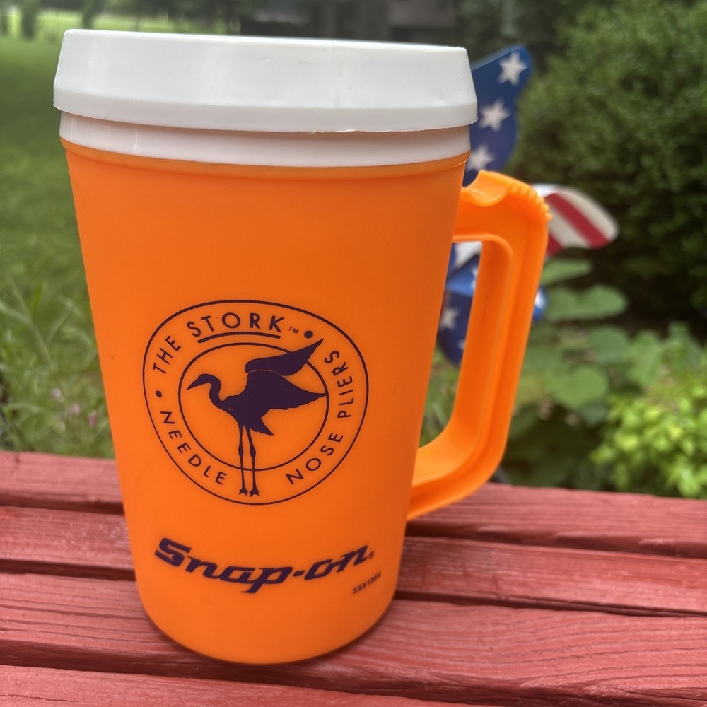 VTG Snap On Orange Jug Thermos The Stork Needle Nose Pliers Logo USA SSX1564 90s
